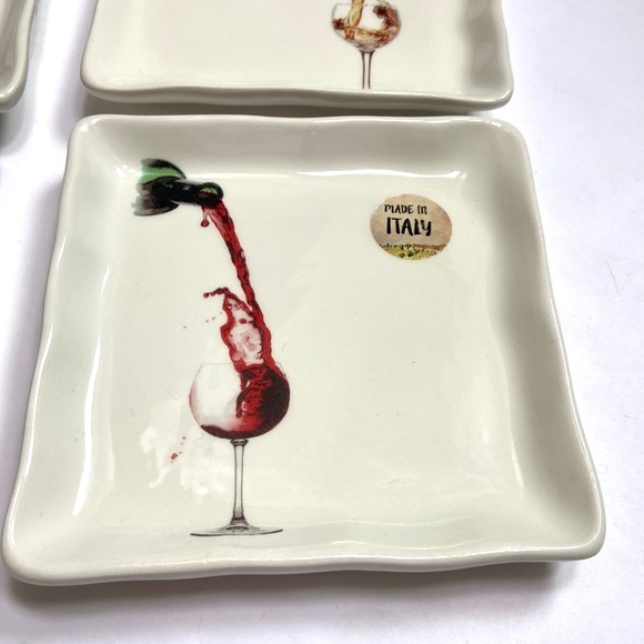NWT Ceramica Cuore Wine Design Small Plates - Picture 10 of 12